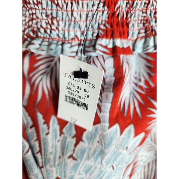 Talbots Oasis Palm Voile Fit and Flare Dress sz 12 lined resort vacation nwt - Picture 8 of 12